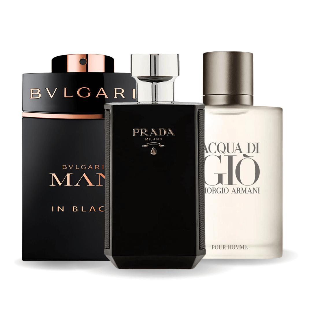 Pachetto promozionale 3 Bvlgari In Black, Giorgio Armani Acqua Di Gio, L'Homme Prada Intense 100ml
