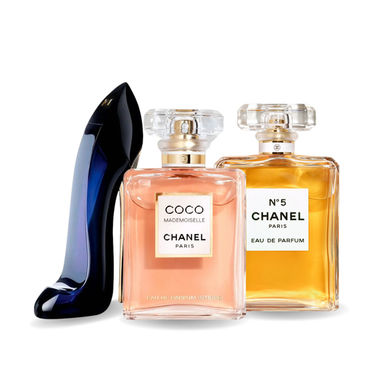 Pacchetto promozionale di 3 profumi : GOOD GIRL, COCO MADEMOISELLE e Chanel Nº5 100ml.