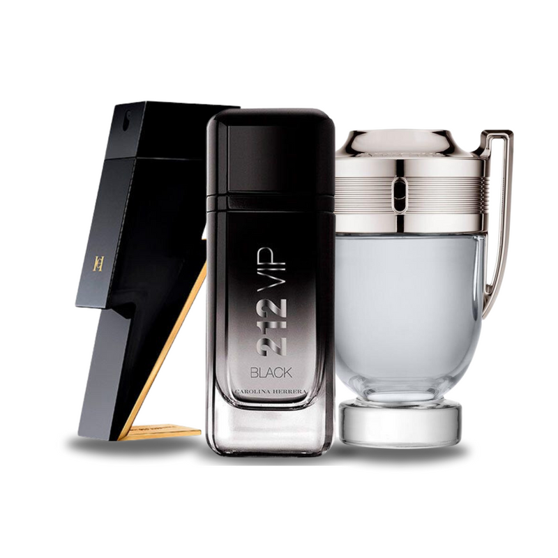 Pacchetto promozionale di 3 profumi  Carolina Herrera BAD BOY, Carolina Herrera 212 VIP BLACK e Paco Rabanne INVICTUS 100ml.