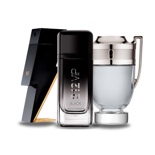 Pacchetto promozionale di 3 profumi  Carolina Herrera BAD BOY, Carolina Herrera 212 VIP BLACK e Paco Rabanne INVICTUS 100ml.