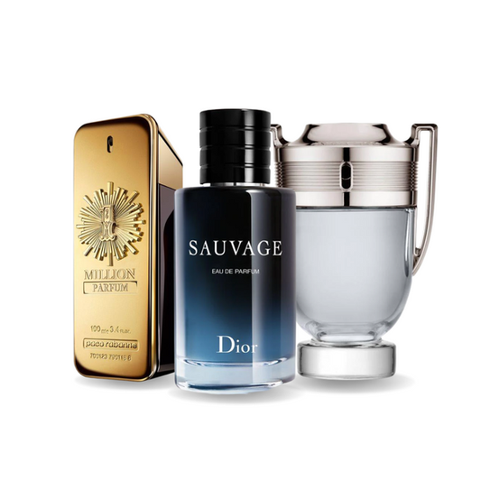Pacchetto promozionale di 3 profumi  Paco Rabanne ONE MILLION, Dior SAUVAGE e Paco Rabanne INVICTUS 100ml.