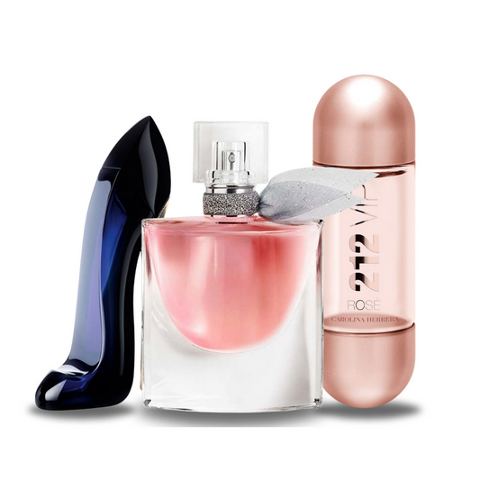 Pacchetto promozionale di 3 profumi Carolina Herrera GOOD GIRL, Lancôme LA VIE EST BELLE e Carolina Herrera 212 VIP ROSÉ 100ml.