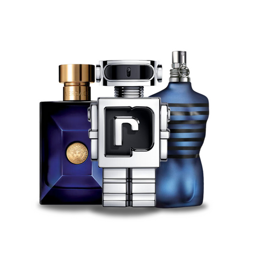 Pacchetto promozionale di 3 profumi Versace DYLAN BLUE, Paco Rabanne PHANTOM e Jean Paul Gaultier ULTRA MALE 100ml.